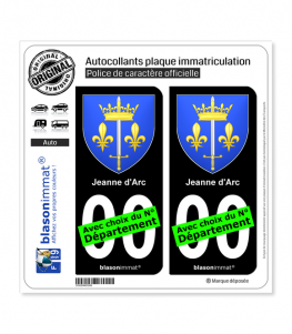 Jeanne d'Arc - Armoiries | Autocollant plaque immatriculation (Fond Noir)