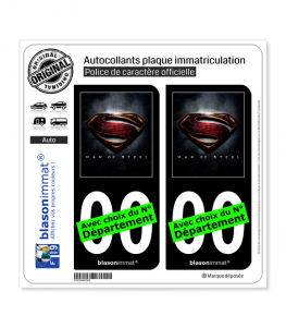 Man of Steel | Autocollant plaque immatriculation (Fond Noir)