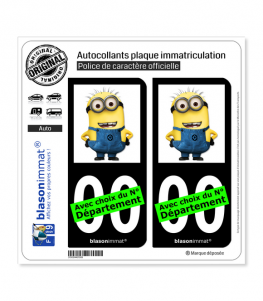 Minion | Autocollant plaque immatriculation (Fond Noir)