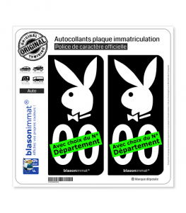 PlayBoy | Autocollant plaque immatriculation (Fond Noir)