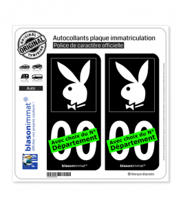 PlayBoy - Fond Noir | Autocollant plaque immatriculation (Fond Noir)