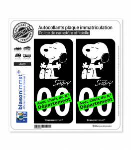 Snoopy’s II | Autocollant plaque immatriculation (Fond Noir)
