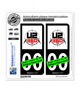 U2 - 360° Tour | Autocollant plaque immatriculation (Fond Noir)