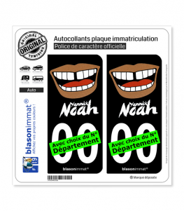 Yannick Noah - Bouche | Autocollant plaque immatriculation (Fond Noir)