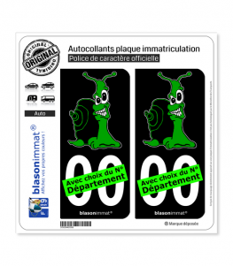 Escargot - Vert | Autocollant plaque immatriculation (Fond Noir)