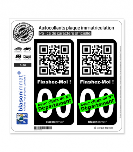 FlashCode - Flashez-Moi | Autocollant plaque immatriculation (Fond Noir)