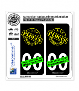 Les Ploucs - Approuved | Autocollant plaque immatriculation (Fond Noir)