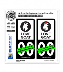 Love Goat | Autocollant plaque immatriculation (Fond Noir)