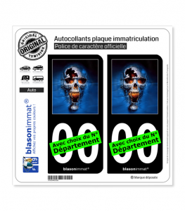 Skull Fantasy | Autocollant plaque immatriculation (Fond Noir)