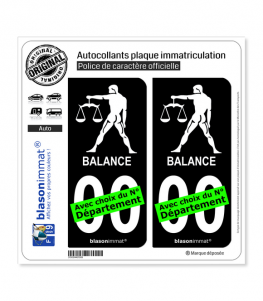 Balance - Emblème | Autocollant plaque immatriculation (Fond Noir)
