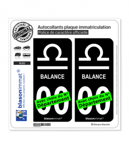Balance - Symbole | Autocollant plaque immatriculation (Fond Noir)