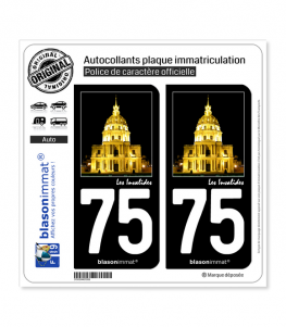 75 Les Invalides - Paris | Autocollant plaque immatriculation