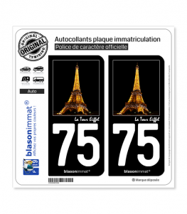 75 Paris - Tour Eiffel | Autocollant plaque immatriculation