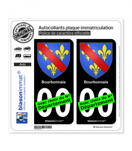 Bourbonnais - Armoiries | Autocollant plaque immatriculation (Fond Noir)