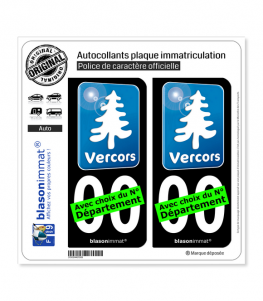 2 Stickers autocollant plaque immatriculation 26 Vercors Tourisme Bleu 