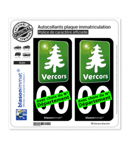 Vercors - Tourisme Vert | Autocollant plaque immatriculation (Fond Noir)