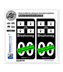 Brezhoneg - Drapeau | Autocollant plaque immatriculation (Fond Noir)