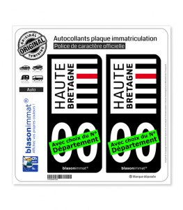 Haute-Bretagne | Autocollant plaque immatriculation (Fond Noir)