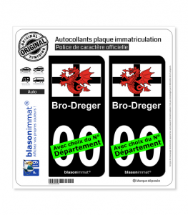 Trégor - Drapeau Blanc | Autocollant plaque immatriculation (Fond Noir)