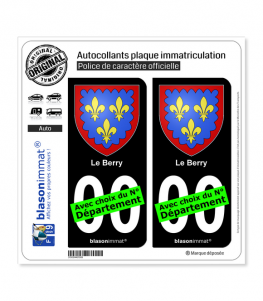 Berry - Armoiries | Autocollant plaque immatriculation (Fond Noir)