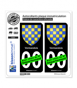 Vermandois - Armoiries | Autocollant plaque immatriculation (Fond Noir)