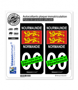Normandie - Drapeau | Autocollant plaque immatriculation (Fond Noir)