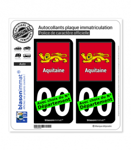 Aquitaine - Cadre | Autocollant plaque immatriculation (Fond Noir)