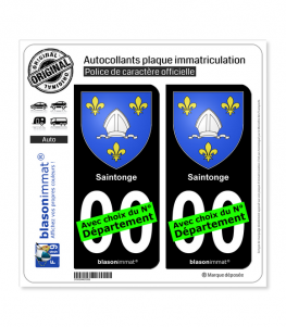 Saintonge - Armoiries | Autocollant plaque immatriculation (Fond Noir)