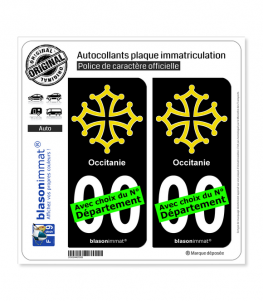 Occitanie - Croix | Autocollant plaque immatriculation (Fond Noir)