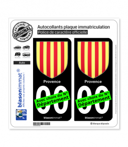 Provence - Armoiries | Autocollant plaque immatriculation (Fond Noir)