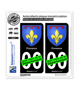Provence - Armoiries II | Autocollant plaque immatriculation (Fond Noir)