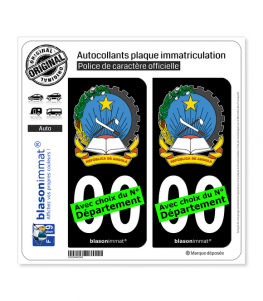 Angola - Armoiries | Autocollant plaque immatriculation (Fond Noir)