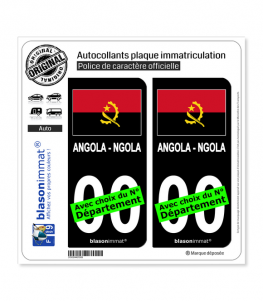 Angola - Drapeau | Autocollant plaque immatriculation (Fond Noir)