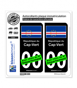 Cap-Vert - Drapeau | Autocollant plaque immatriculation (Fond Noir)