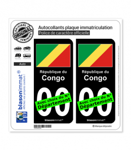 Congo - Drapeau | Autocollant plaque immatriculation (Fond Noir)
