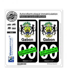 Gabon - Armoiries | Autocollant plaque immatriculation (Fond Noir)