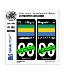 Gabon - Drapeau | Autocollant plaque immatriculation (Fond Noir)