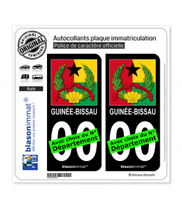 Guinée-Bissau - Armoiries Drapées | Autocollant plaque immatriculation (Fond Noir)