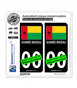 Guinée-Bissau - Drapeau | Autocollant plaque immatriculation (Fond Noir)