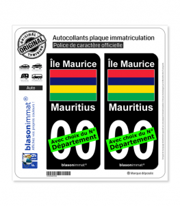 Île Maurice - Drapeau | Autocollant plaque immatriculation (Fond Noir)