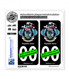 Seychelles - Armoiries | Autocollant plaque immatriculation (Fond Noir)