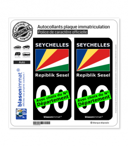 Seychelles - Drapeau | Autocollant plaque immatriculation (Fond Noir)