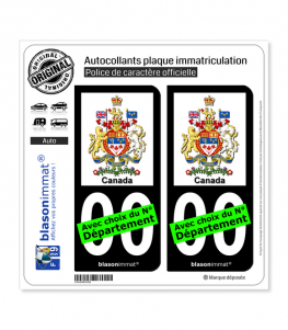 Canada - Armoiries | Autocollant plaque immatriculation (Fond Noir)