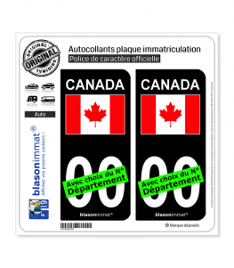 Canada - Drapeau | Autocollant plaque immatriculation (Fond Noir)