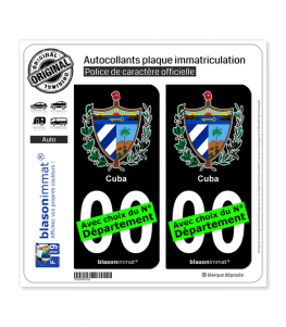 Cuba - Armoiries | Autocollant plaque immatriculation (Fond Noir)