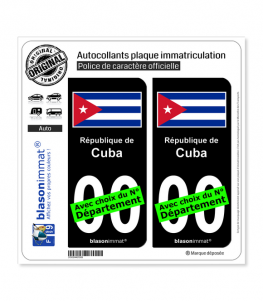 Cuba - Drapeau | Autocollant plaque immatriculation (Fond Noir)