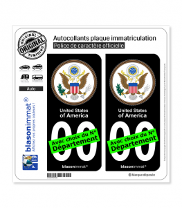 États-Unis - Sceau | Autocollant plaque immatriculation (Fond Noir)