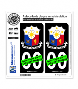 Philippines - Armoiries | Autocollant plaque immatriculation (Fond Noir)