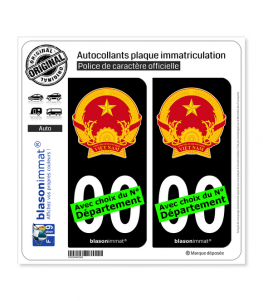 Viêt Nam - Armoiries | Autocollant plaque immatriculation (Fond Noir)