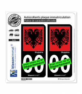 Albanie - Aigle Albanais | Autocollant plaque immatriculation (Fond Noir)